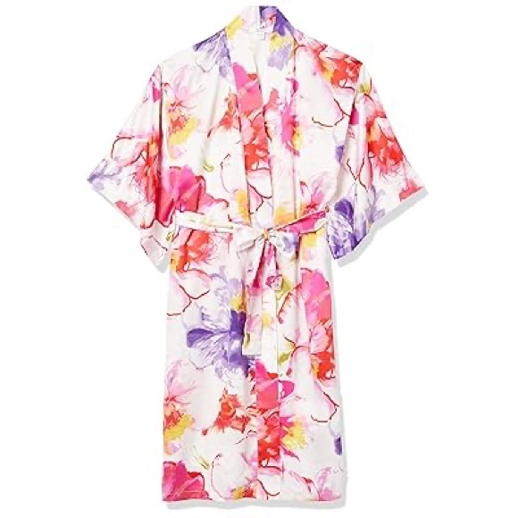 Natori Floral Chemise & Robe Set Watercolor Kimono Soleil Loungewear Small